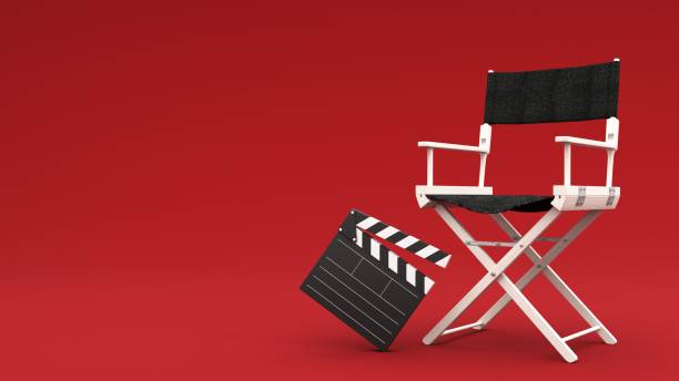 istock Watching entertainment online media, Director's chair, 3d render. 2185208740