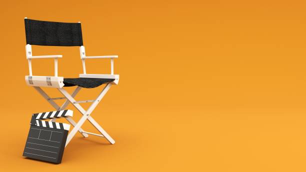 istock Watching entertainment online media, Director's chair, 3d render. 2185208741