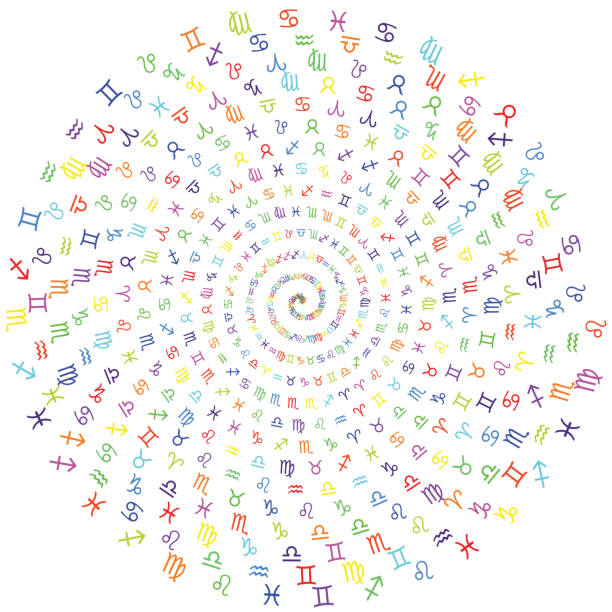 Horoscope Circle With Star Constellations And Technology. 3D Render