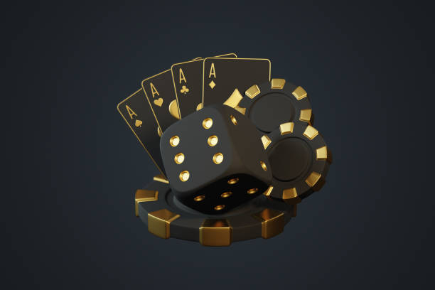 istock Luxurious Casino Elements with Cards and Dice. 3D render illustration 2185216968