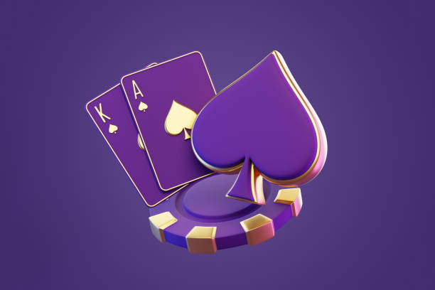istock Purple and Gold King Ace Spade Card Set. 3D render illustration 2185217013