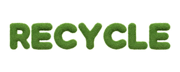 istock The word RECYCLE written in a green grass texture, promoting environmental responsibility and the importance of recycling, isolated on a white background 2185217076