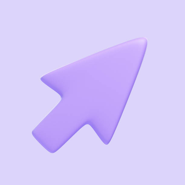 istock Purple 3D Arrow Cursor Icon on Lavender Background 2185217400