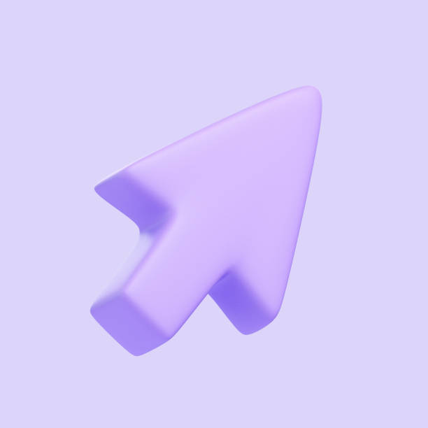 istock Purple 3D Arrow Cursor Icon on Lavender Background 2185217402