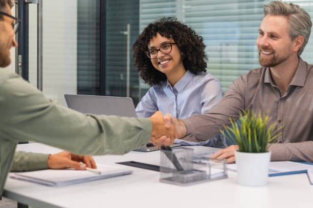 istock Handshake, teamwork, contract or onboarding, b2b partnership, agreement or deal. Welcome, business people shaking hands for collaboration, hiring or crm, recruitment or greeting, thank you 2185225465
