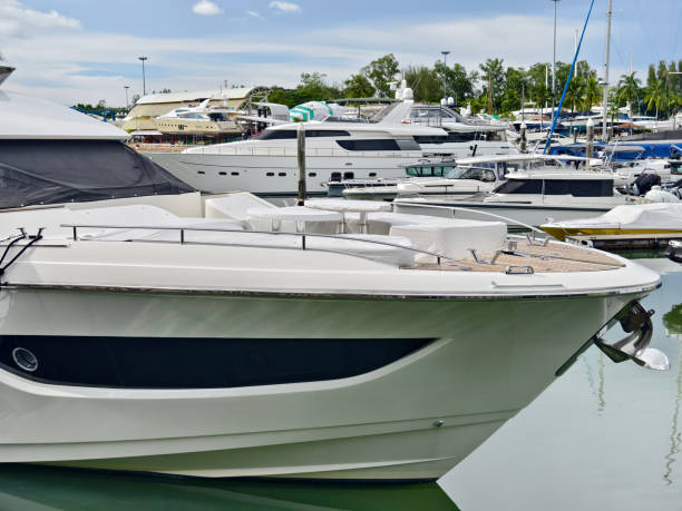 istock A stylish luxurious yacht elegantly docked at a marina 2185227125