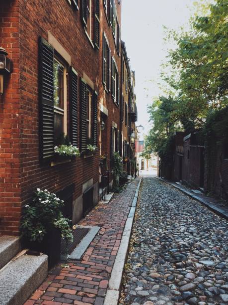 istock Historic Boston street with stone road 2185231526