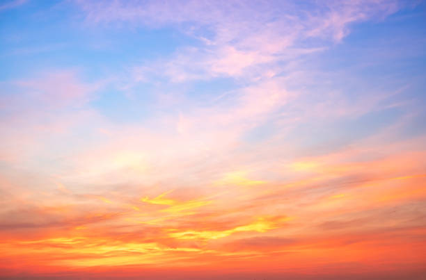 istock Beautiful , luxury soft gradient orange gold clouds and sunlight on the blue sky perfect for the background, take in everning,Twilight, Large size, high definition landscape photo 2185234555