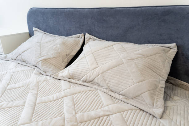 istock Experience the ultimate in comfort and relaxation with an elegant bed setting, featuring soft textured pillows and a beautifully quilted coverlet in a modern bedroom 2185236047