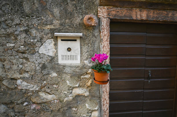 Old door in a stone building.