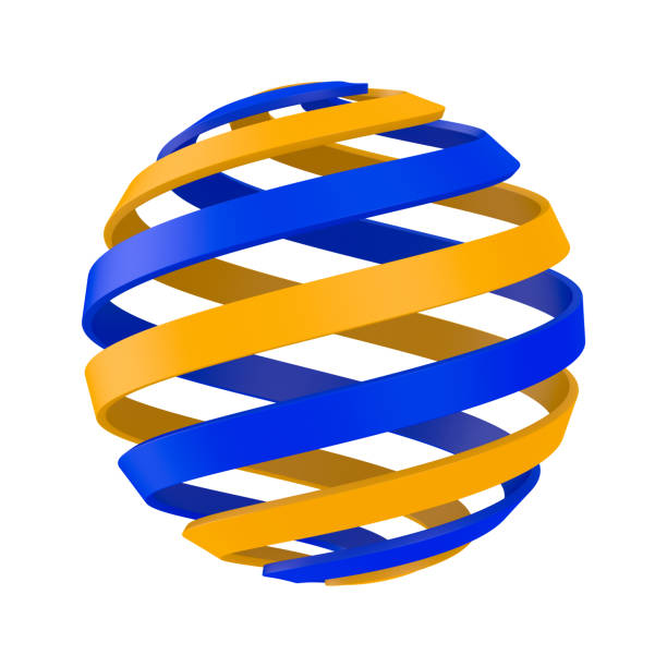 Spiral logo ball on white background. Isolated 3D illustration