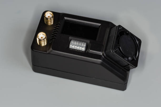 istock Miniature electronic unit with two high-frequency coaxial connectors 2185241154