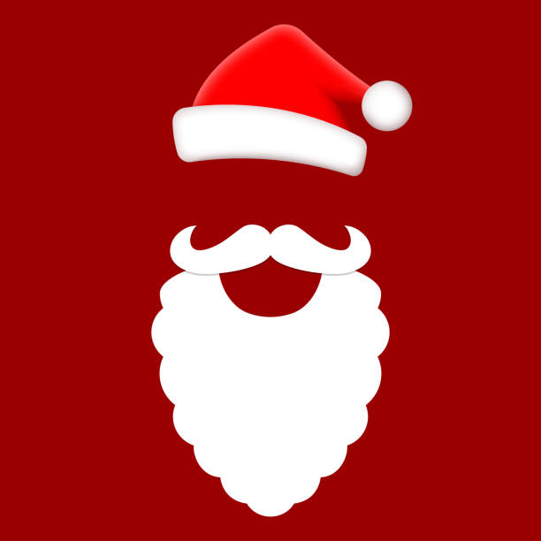 istock Santa hat, beard with mustache. Santa Claus icon. Christmas concept, Xmas card design element. Vector illustration. 2185242616