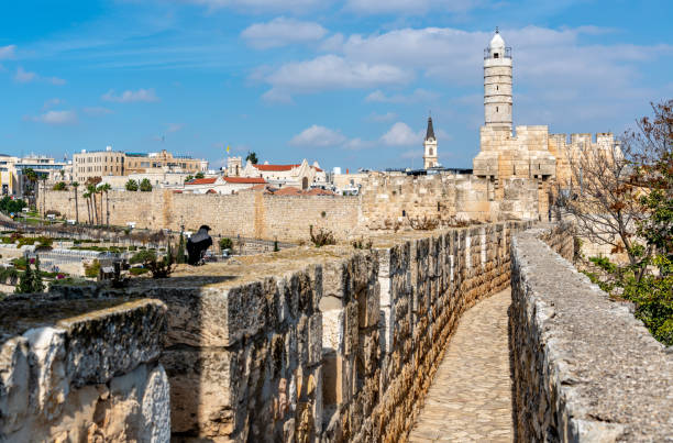 istock Narrow pathway atop a stone wall in Old Town Jerusalem 2185243173