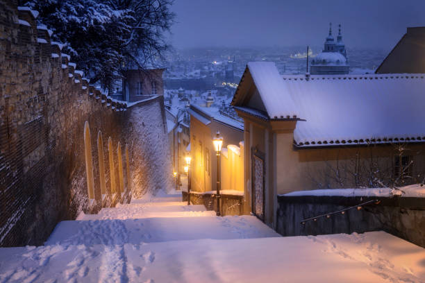 istock Prague Castle stairs in winter 2185246037