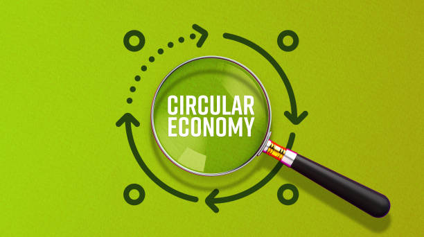 istock Circular Economy Concept with Process Icon, Diamond Representing Company Values, and 3D Magnifying Glass on Green Background – 3D Rendering. 2185248267
