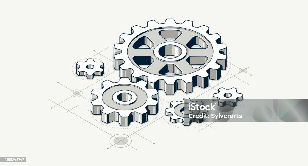 Engineer Cogs Mechanical Engineering Concept Gears And Cogs With Project Drawing ...