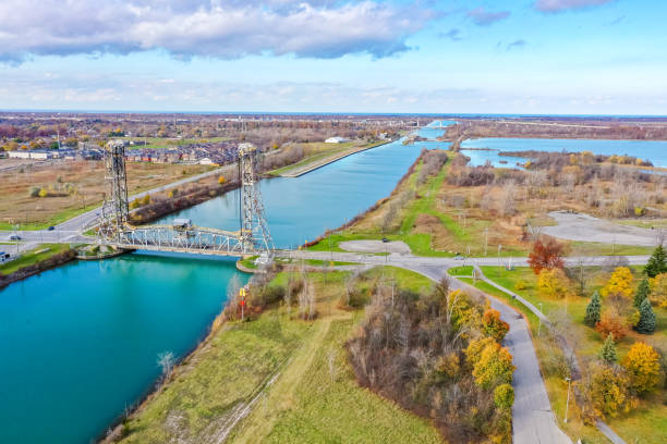 istock Welland Canals Parkway and Glendale Avenue Bridge view, St. Catharines, Canada 2185249766