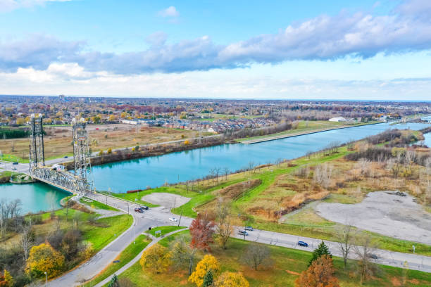 istock Welland Canals Parkway and Glendale Avenue Bridge view, St. Catharines, Canada 2185249808