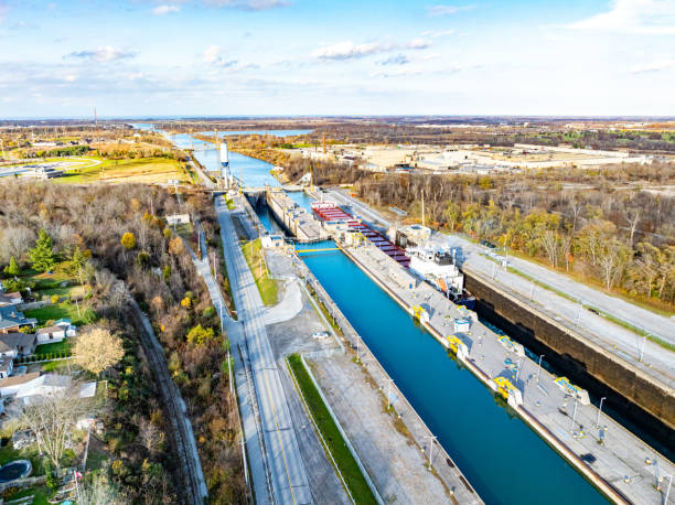 istock Welland Canals Parkway and Welland Canal Lock view, St. Catharines, Canada 2185250018