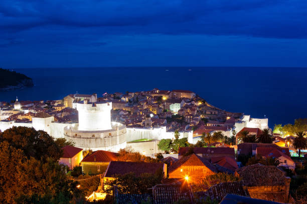 istock Panoramic view of Dubrovnik at night, Dalmatia, Croatia 2185250992