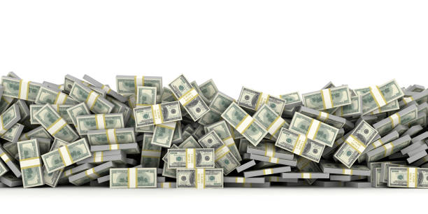 Tall pile of us currency - US dollars isolated stack Tall pile of us currency - US dollars isolated stack on white background huge pile of money stock pictures, royalty-free photos & images