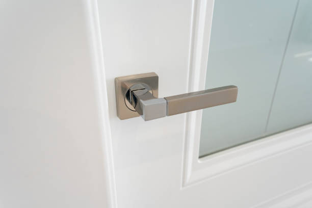 istock This modern door handle, designed for wooden doors with glass panels, enhances interiors with its sleek, attractive, and elegant design 2185255039