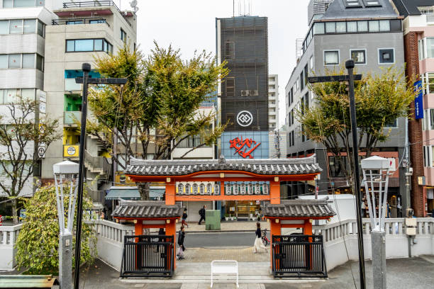 Tokyo, Japan. 29 October 2024. Exterior of a Temple in Kagurazaka in Tokyo