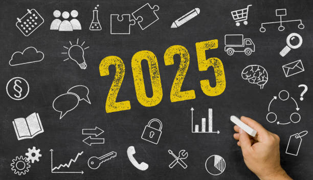 istock 2025 written on a blackboard with icons 2185265865
