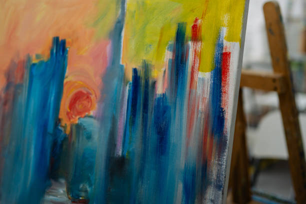 istock Colorful abstract painting drying in art studio 2185271404