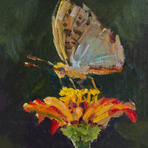 istock Butterfly flower oil painting 2185272369