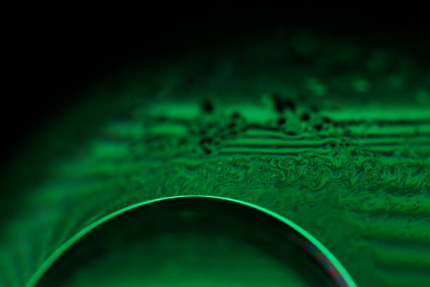 surrealistic art, line of light, chaos of reflection, liquid forms on black, perfect liquid surface