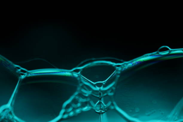 Water forms in macro, liquid chains, water surface abstraction
