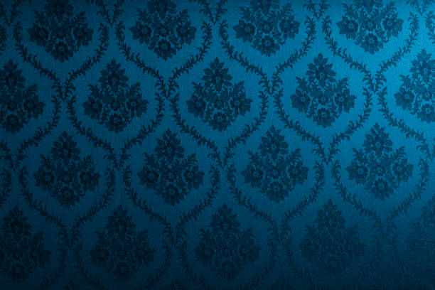 istock Closeup of blue victorian vintage textured textile wall 2185283259