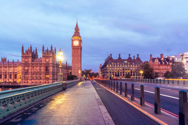 Westminster bridge in London at evening