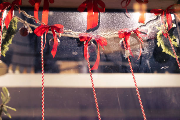 Christmas Decorations in the Shop Window. Shop near the centre of Cracow.