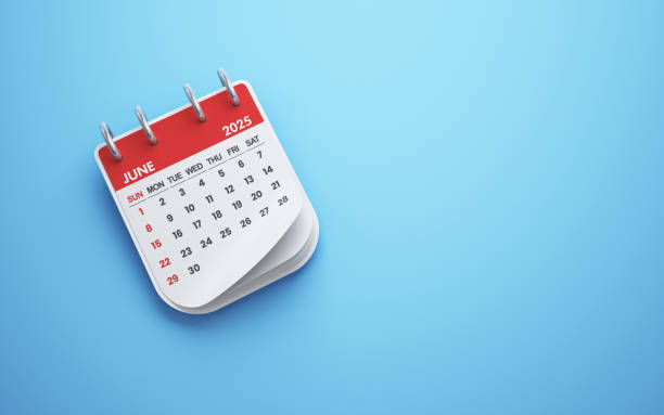 istock June 2025 Calendar on blue background, Desk Calendar 2185293684