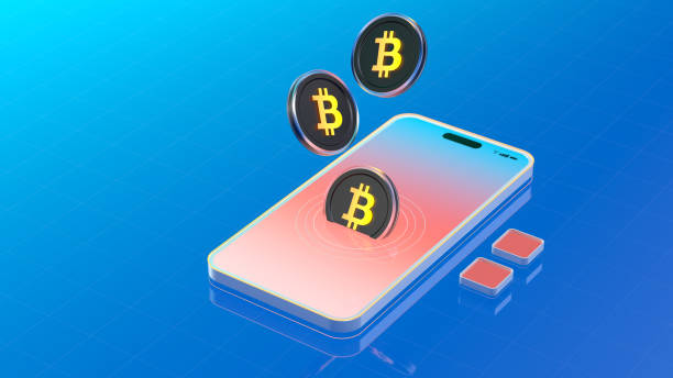 Crypto payments. Abstract cryptocurrency coins on smartphone background. data and innovation cryptocurrency  technology. digital wallet