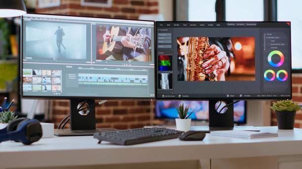Media creation studio were specialists can work on editing footage