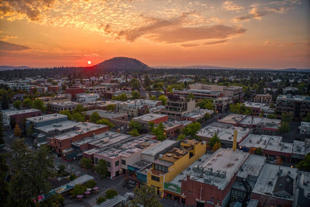 istock Aerial View of Bend, Oregon at Sunset during Summer 2185315649