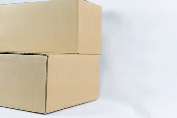 istock empty Cardboard box isolated on white background. Clipping path included. 2185322175