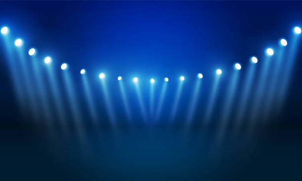 istock Football arena field with bright stadium lights vector design Vector illumination 2185324055