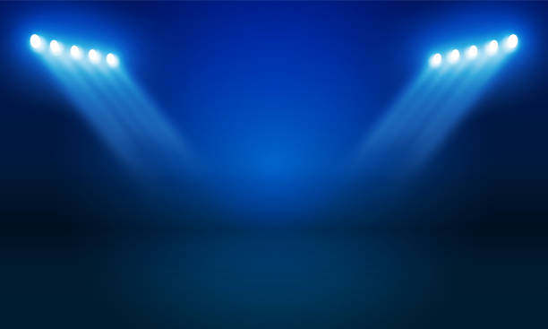 istock Football arena field with bright stadium lights vector design Vector illumination 2185324072