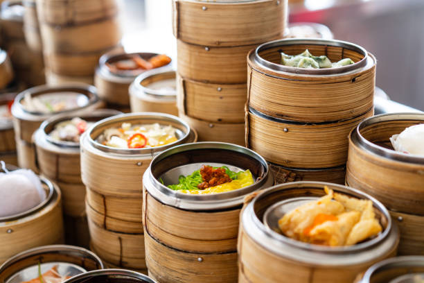 istock Traditional Chinese Dim Sum in bamboo basket at restaurant 2185327783