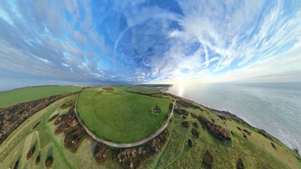 istock Coastal landscape with dramatic sky at sunset 2185328422