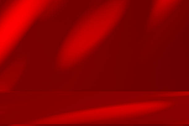 istock Wall interior background, studio and backdrops show products.with shadow from window color red . background for text insertion and presentation product 2185329167