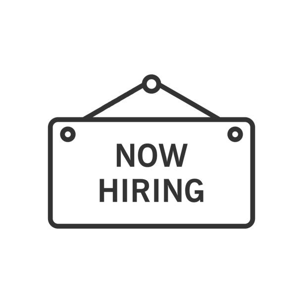 Hanging signboard now hiring icon simple silhouette flat style vector illustration. Hanging signboard now hiring icon simple silhouette flat style vector illustration on white background. contracting logos stock illustrations