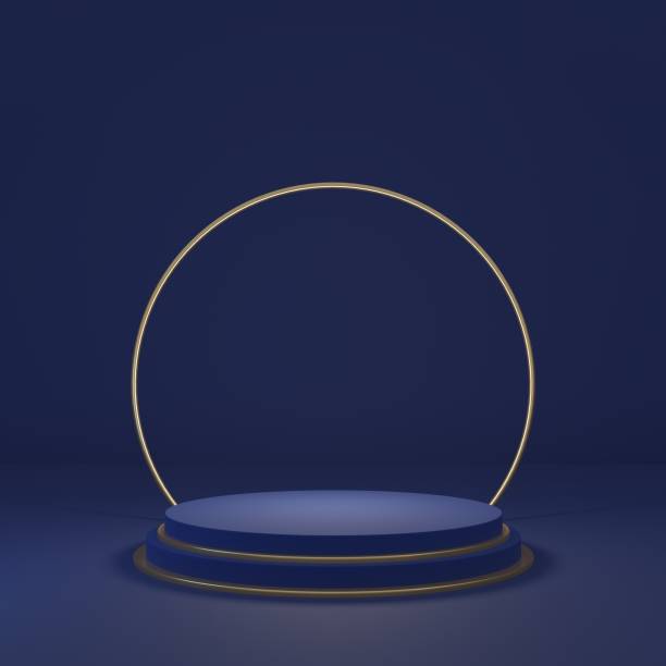 istock Luxury Product Stand in blue room ,Studio Scene For Product ,minimal design,3D rendering 2185335593