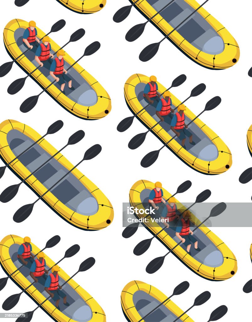 Inflatable Raft Texture Vector Seamless Pattern With Rafting Top View White Background Texture ...
