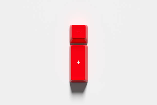 istock Red keyboard plus and minus keys showing positive and negative feedback 2185337341